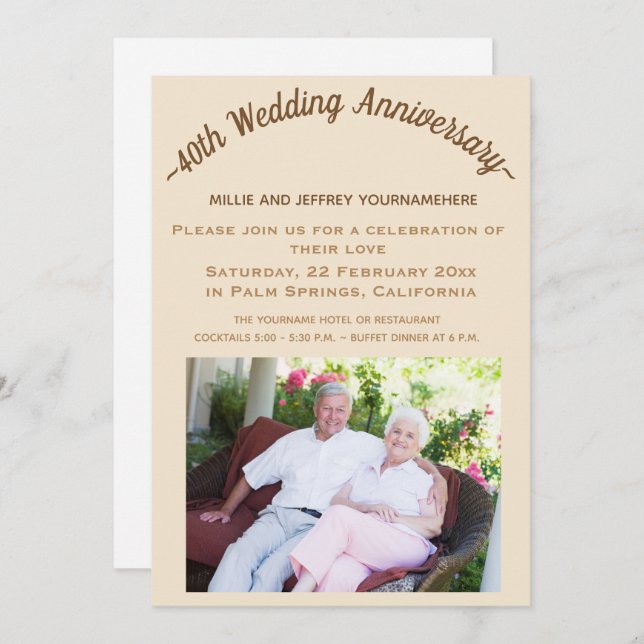 Bröllopsjubileum firande fotokort inbjudningar (Fram/baksida)