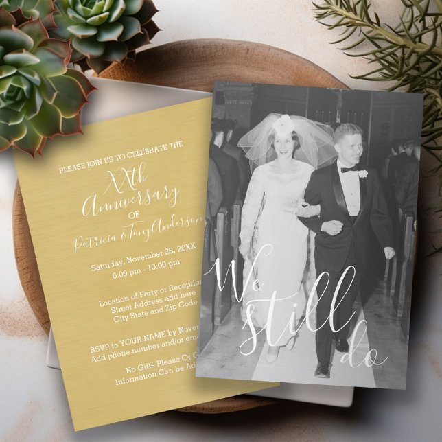 Bröllopsjubileum & Foto Vi Gör Fortfarande REDIGER Inbjudningar (Wedding Anniversary Invitation)