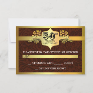 Bröllopsjubileum gyllene RSVP-kort OSA Kort