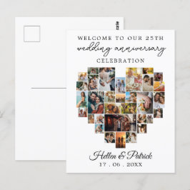 Bröllopsjubileum Hjärtfoto Collage Modern Vykort