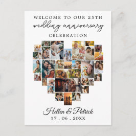 Bröllopsjubileum Hjärtfoto Collage Modern Vykort