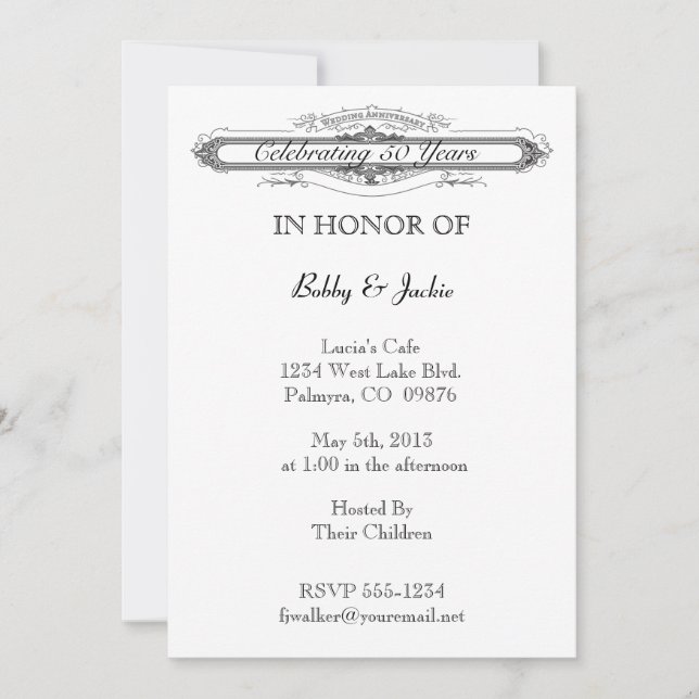 Bröllopsjubileum Inbjudningar (Framsida)