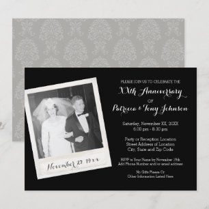 Bröllopsjubileum med vintage fotoram inbjudningar