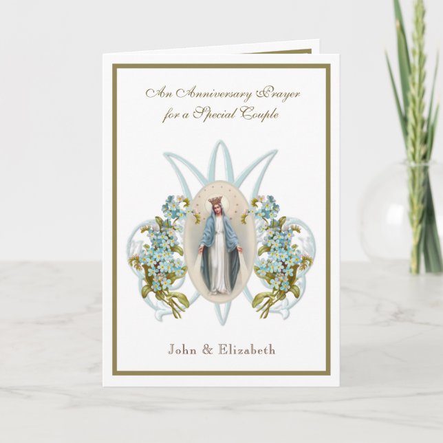 Bröllopsjubileum religiös Jungfru Maria Blommig Kort (Framsida)