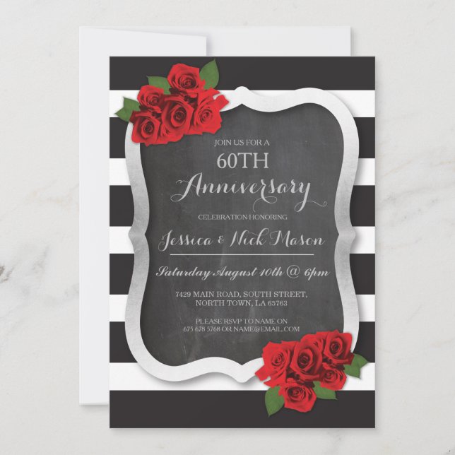 Bröllopsjubileum Silver Diamant 60-års 25 Invitati Inbjudningar (Framsida)