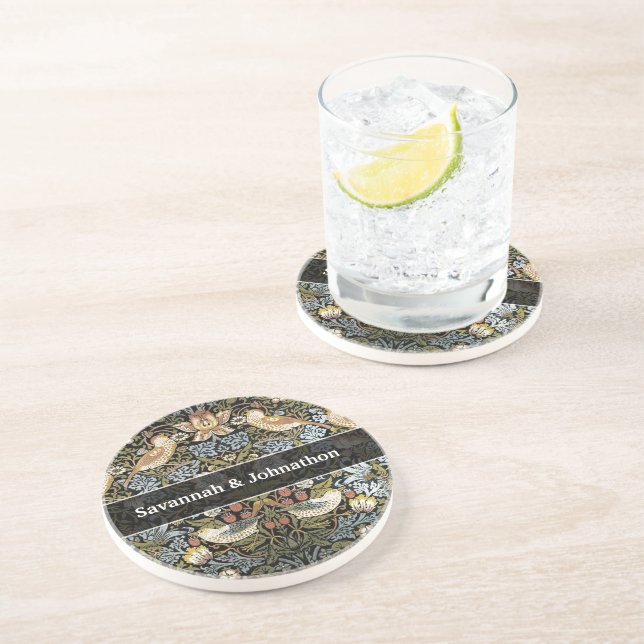 Bröllopsjubileum Vintage Fågel Coasters Underlägg (Sidan)