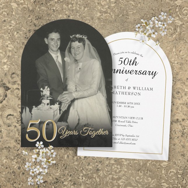 Bröllopsjubileums fotobåge för alla år tillsammans inbjudningar (Any Year Together Wedding Anniversary Photo Arch Invitation)
