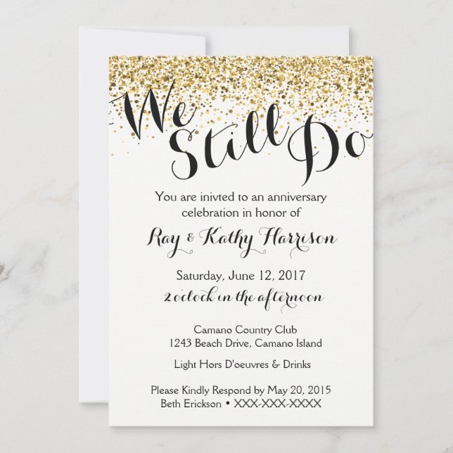 Bröllopsjubileumsinbjudan 'Guld gör vi fortfarande Inbjudningar (Framsida)