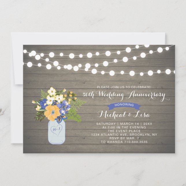 Bröllopsjubileumsinbjudan Rustik Trä 50 år Inbjudningar (Framsida)