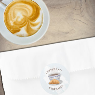 Bröllopskaffe med croissanter runt klistermärke
