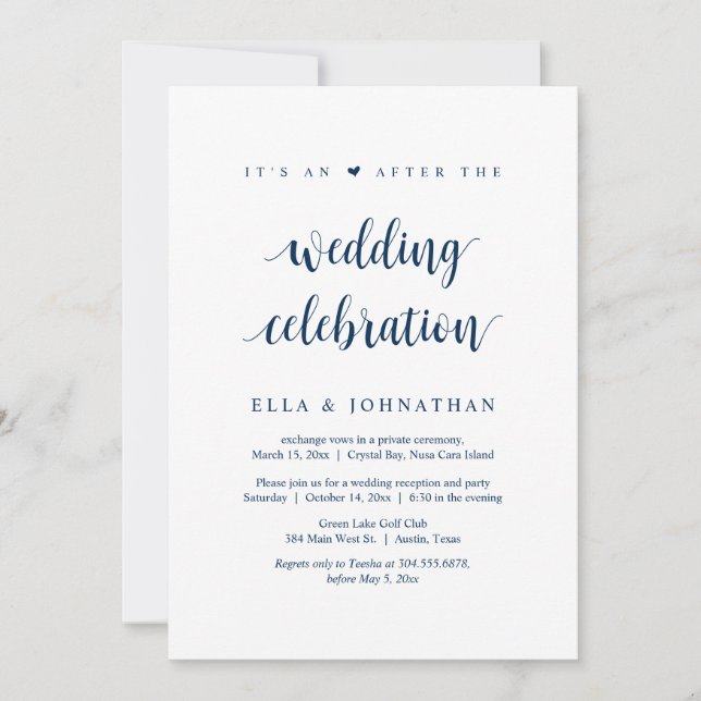 Bröllopskalas efter vigseln  Inbjudan (Framsida)