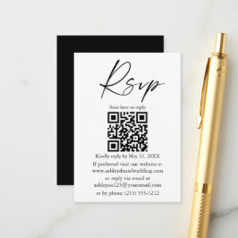 Bröllopskalligrafi bläckskrift QR Svart RSVP Tilläggskort