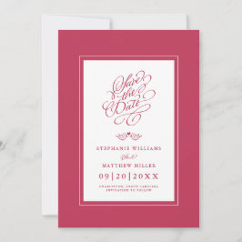 Bröllopskalligrafi Djärv och klar magenta röd Spara Datumet