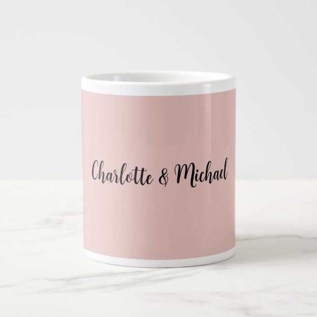 Bröllopskalligrafi Elegant Roséguld Enkel Namn Jumbo Mugg (Framsidan)
