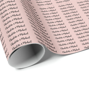 Bröllopskalligrafi Elegant Roséguld Enkel Namn Presentpapper
