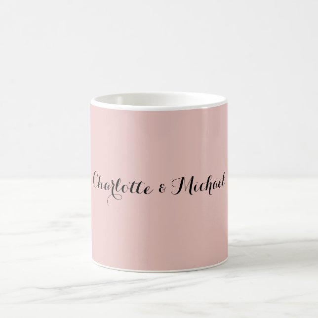 Bröllopskalligrafi Elegant Rosguld Enkel Namn Kaffemugg (Center)
