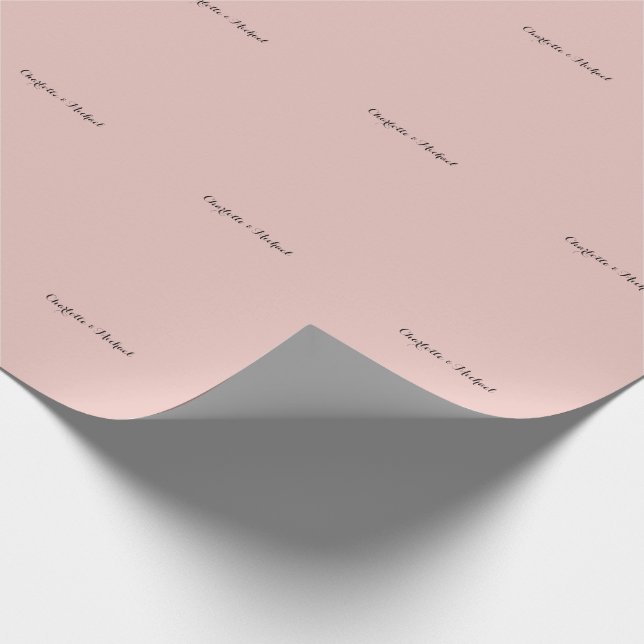 Bröllopskalligrafi Elegant Rosguld Enkel Namn Presentpapper (Hörn)