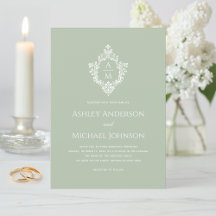 Bröllopskam Sagegrön Vintage Elegant Monogram