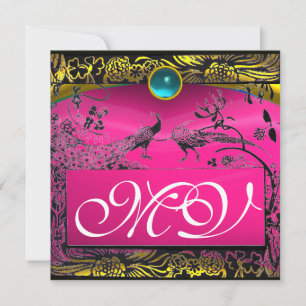 BRöllopsKÄRLEK FÅGLAR MONOGRAM svart gul rosa blå Meddelande