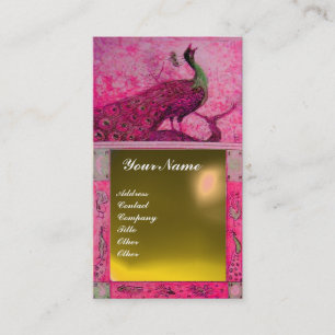 BRöllopsKÄRlek Påfågel MONOGRAM rosa gul topas Visitkort