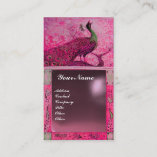 BRöllopsKÄRlek PÅFÅGEL MONOGRAM rosa lila ametist Visitkort