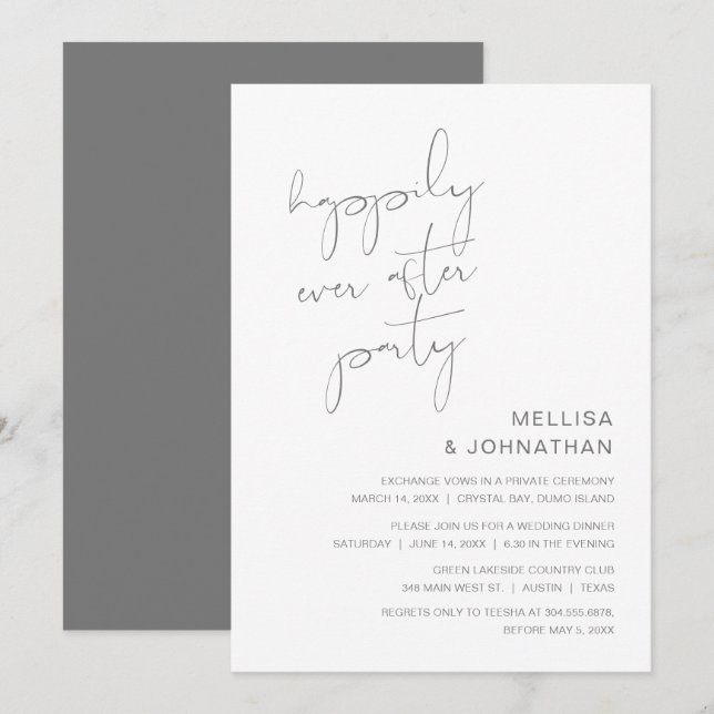 Bröllopskavalkad, Lycklig För Evigt-Fest Inbjudningar (Fram/baksida)