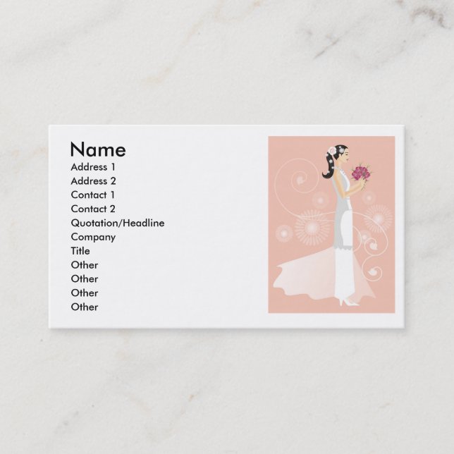 Bröllopsklänning- eller möhippaBoutiquevisitkort Visitkort (Framsida)