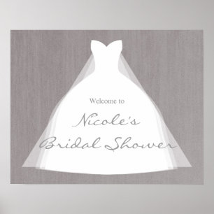 Bröllopsklänning Modern Glamour Bröllopsdusch Grå Poster