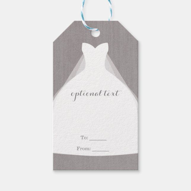 Bröllopsklänning Modern Glamour Bröllopsdusch Grå Presentetikett (Framsidan)