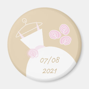 Bröllopsklänning Rosa Beige 'Datum' kylskåpsmagnet