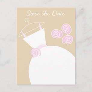 Bröllopsklänning Rosa Beige Save the Date vykort