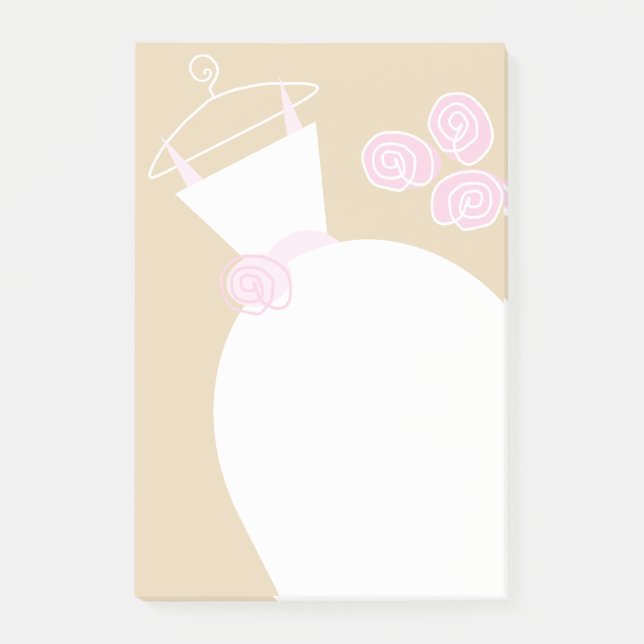 Bröllopsklänning Rosa beige vertikal post-it lapp Block (Framsida)