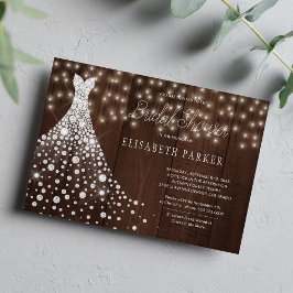 Bröllopsklänning rustik lada trä bröllopsdusch inbjudningar