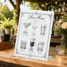 Bröllopsklassisk kalligrafi Cocktail Bar Meny