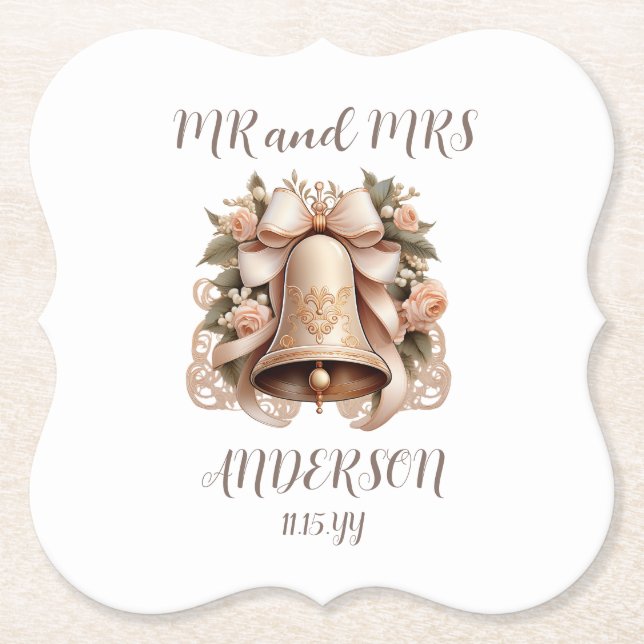 Bröllopsklocka Coaster Underlägg Papper (Framsida)