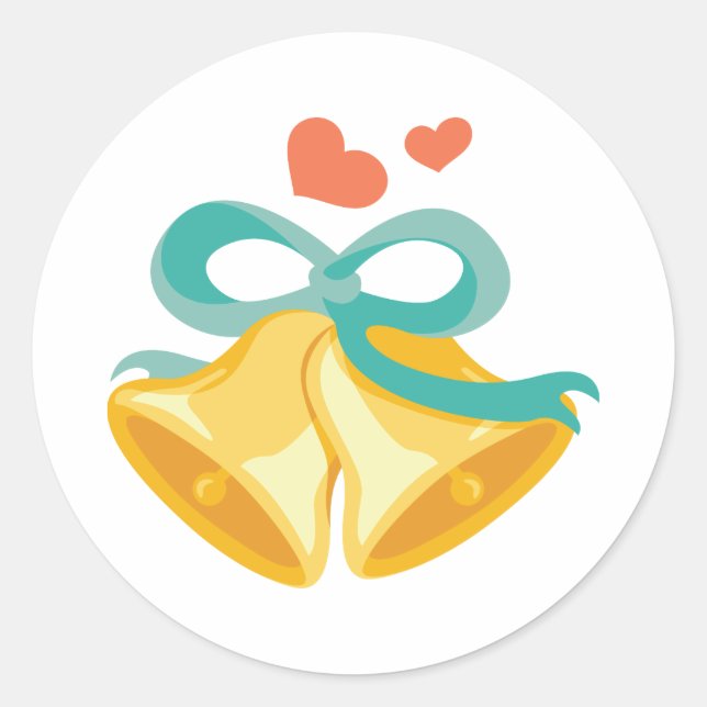 Bröllopsklockor Runt Klistermärke (Framsida)