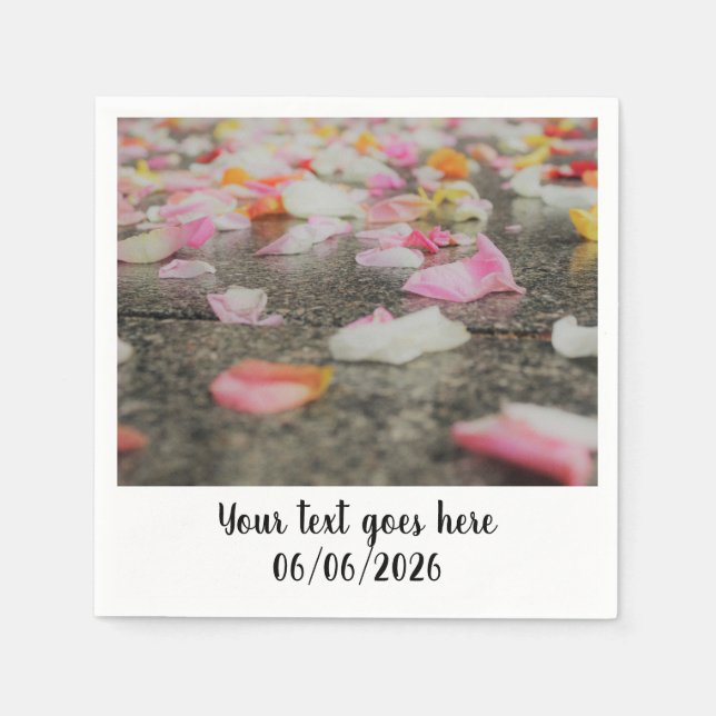 bröllopskonfetti rosenblad servett (Framsidan)