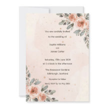 Bröllopskort Blush Rose Floral Watercolour