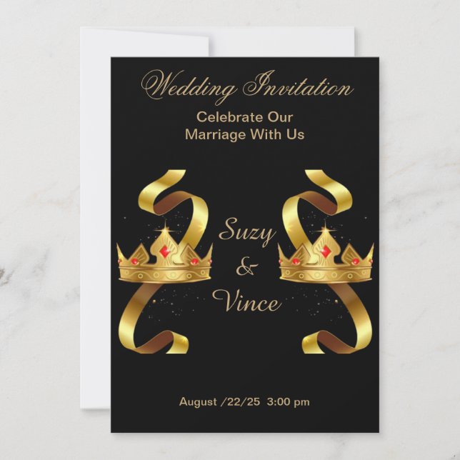 Bröllopskort för Anpassade Krona 5 Spara Datumet (Framsida)