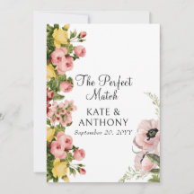 Bröllopskort för Blommönster i gult