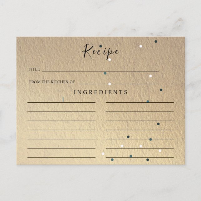 Bröllopskort för brudens showerrecept vykort (Framsida)