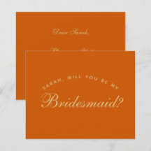 Bröllopskort För Brudtärna I Bränt Orange Enkel Bu