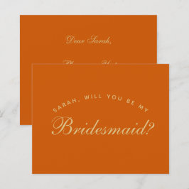 Bröllopskort För Brudtärna I Bränt Orange Enkel Bu