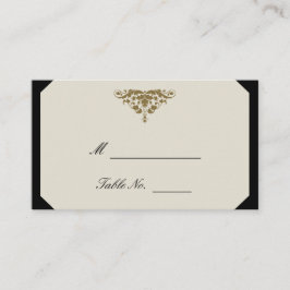 Bröllopskort för elfenbenssvart och Guld Placeringskort