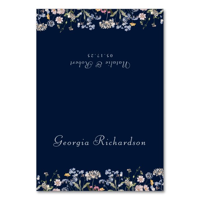 Bröllopskort för marinsolrosblommor bordsnummer (Framsidan)