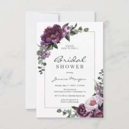 Bröllopskort för Plum Peonies Brudtrollop Invitati Inbjudningar