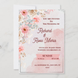 Bröllopskort för rosa Blommigt Inbjudningar