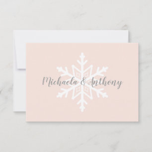 Bröllopskort för svar Blush Gray Snowflake Winter