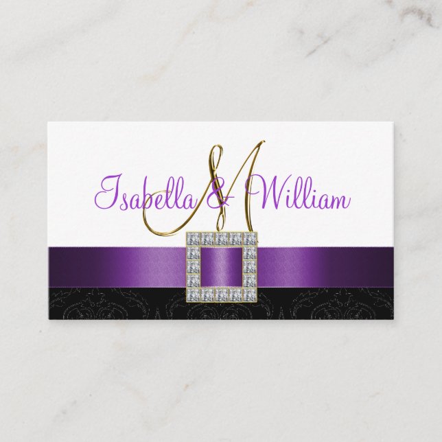 Bröllopskort för svart lila Vita skugga Placeringskort (Framsida)