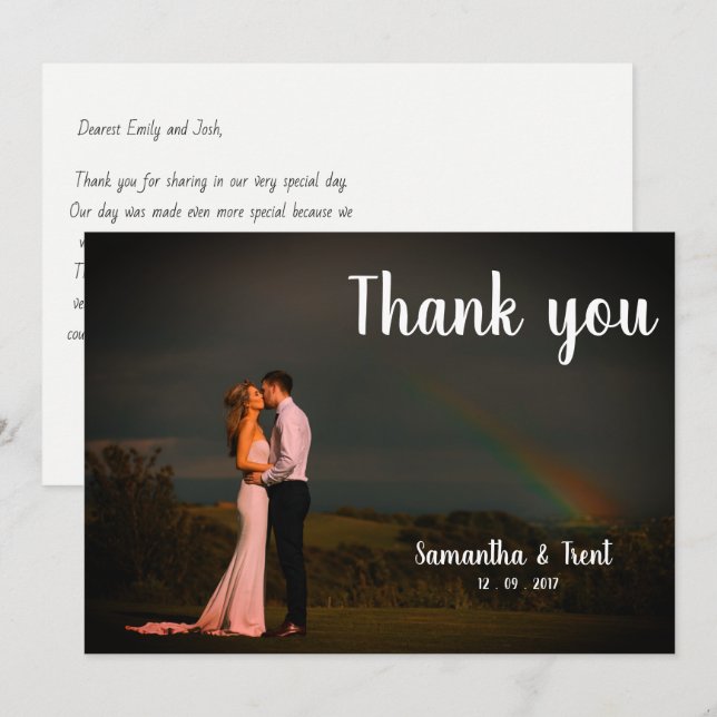 Bröllopskort för tack - Regnbåge Inbjudningar (Fram/baksida)